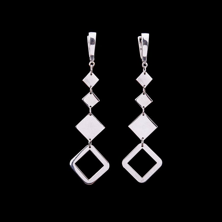 Золотые серьги "Ромбики" c587 от ювелирного магазина Оникс - 1