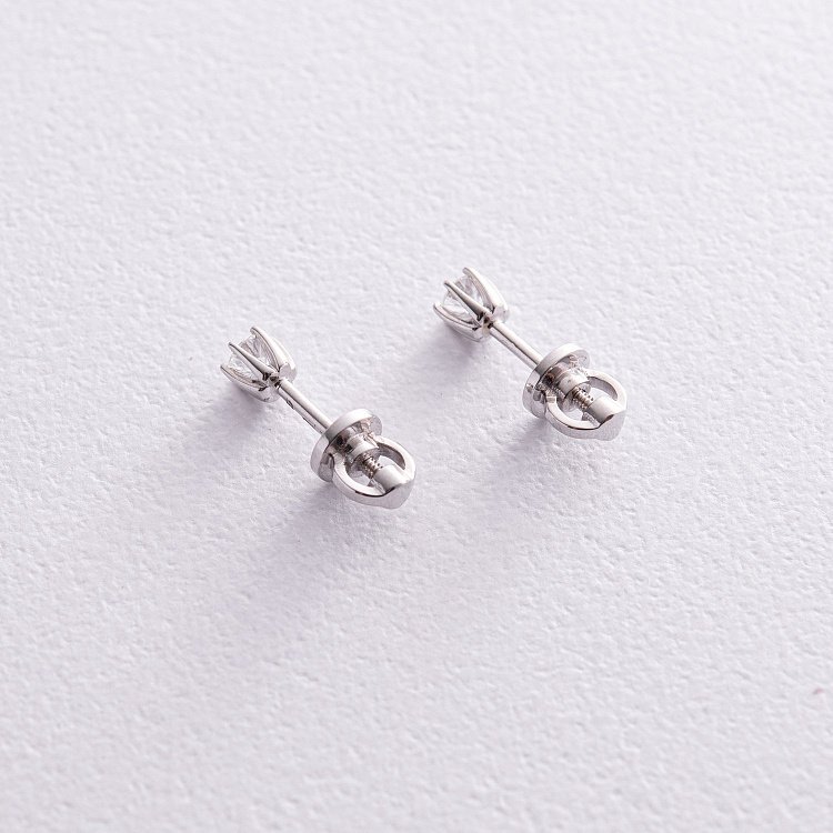 Золотые серьги - пусеты с бриллиантами 331611121 от ювелирного магазина Оникс - 4