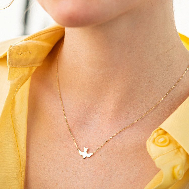 Кольє "Ластівка" у жовтому золоті кол02364 від ювелірного магазину Онікс - 4