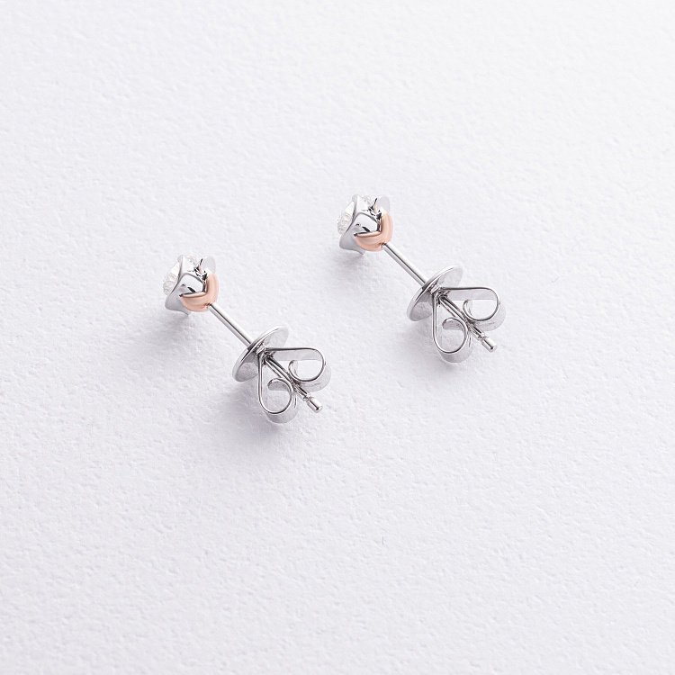 Золоті сережки - пусети "Квіточки" з діамантами сб0305lg від ювелірного магазину Онікс - 3