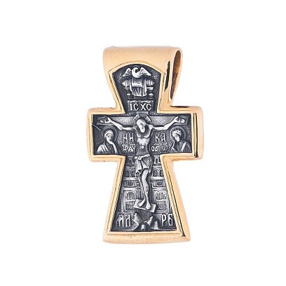Серебряный крест "Распятие. Богоявление" (позолота) 132436 №3