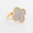 Золотое кольцо "Клевер" (фианиты) к04771 от ювелирного магазина Оникс - 1