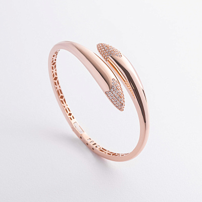 Жорсткий браслет "Rosemarie" у червоному золоті (фіаніти) б05581