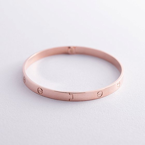 Жесткий браслет "Love" из красного золота б05177 №5