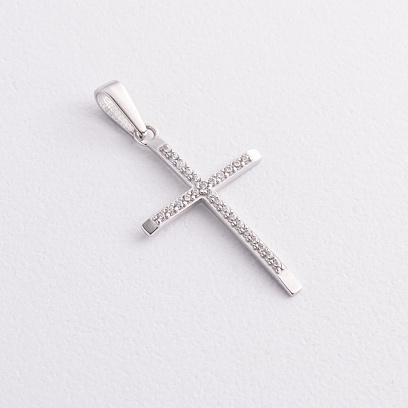 Хрестик у білому золоті (фіаніти) п04058