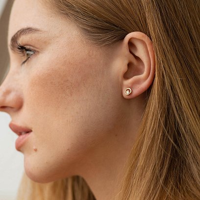 Золотые серьги - пусеты с бриллиантами 36792421 №2