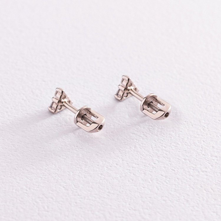 Золотые серьги - пусеты "Треугольники" с фианитами с02411 от ювелирного магазина Оникс - 3