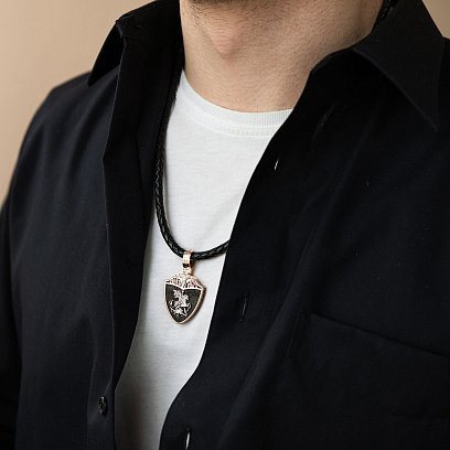 Золотой кулон "Св. Георгий Подебедоносец" с эбеновым деревом 974з №4