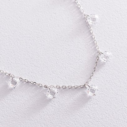 Срібне кольє з фіанітами 181102 №3