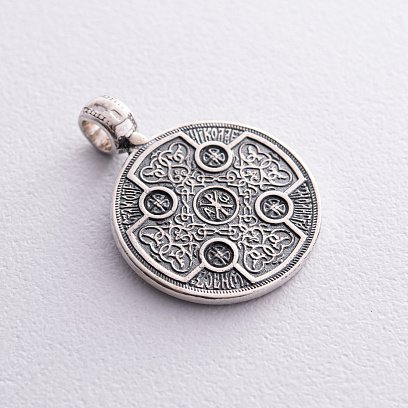 Срібна підвіска "Св. Миколай Чудотворець" з чорнінням 132987 №7