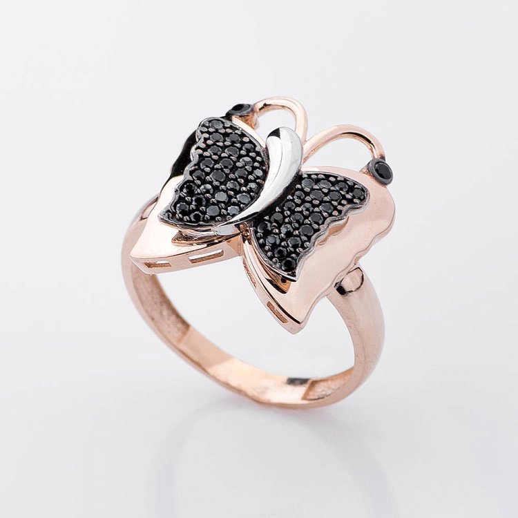 Золотое кольцо "Бабочка" (фианиты) к04860 Золотое кольцо "Бабочка" (фианиты) к04860 от ювелирного магазина Оникс