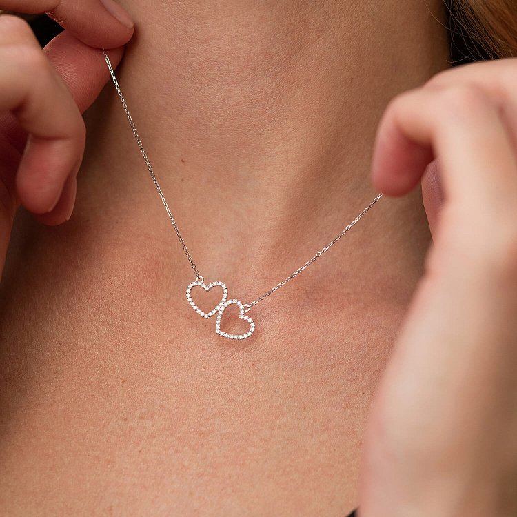 Золоте кольє "Сердечки" з діамантами 738631121 від ювелірного магазину Онікс - 3