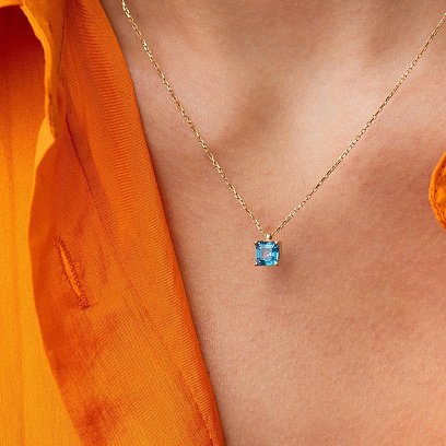 Золотое колье "Альма" (голубой фианит) кол02369 №4