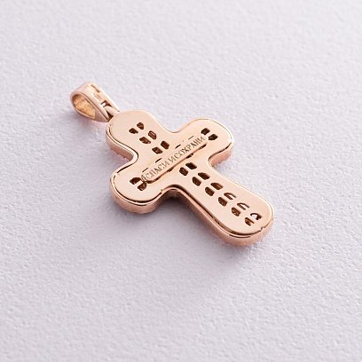 Золотой крестик с фианитами "Спаси и сохрани" п02254 №3