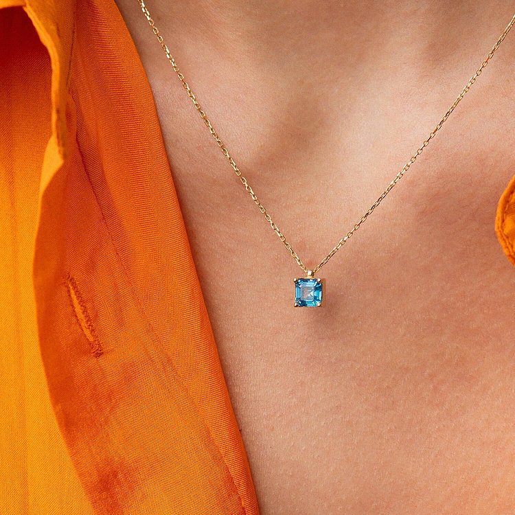 Золотое колье "Альма" (голубой фианит) кол02369 от ювелирного магазина Оникс - 5