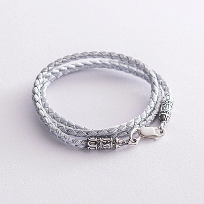 Шовковий шнурок зі срібною вставкою (чорніння) 3 мм 18728