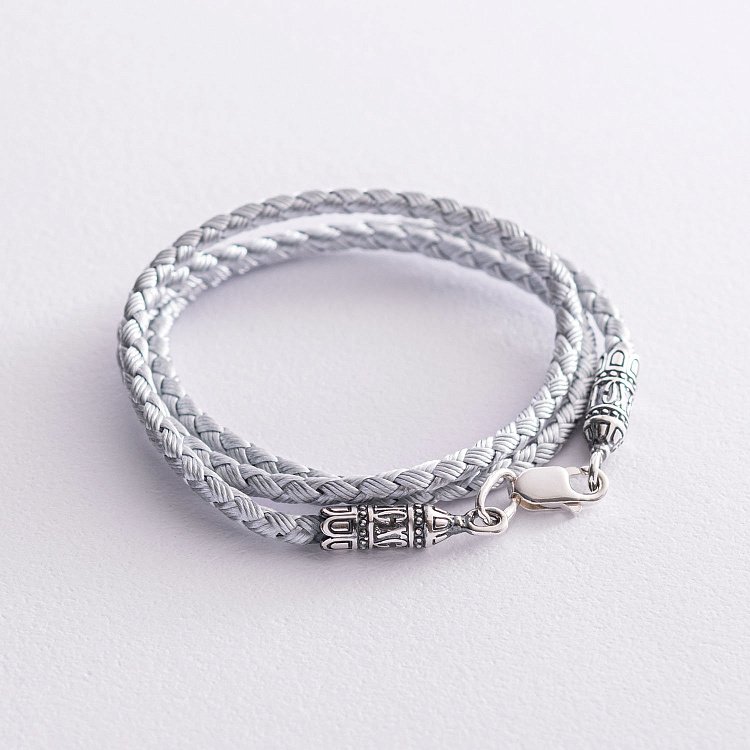 Шовковий шнурок зі срібною вставкою (чорніння) 3 мм 18728 від ювелірного магазину Онікс