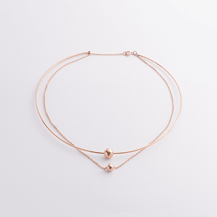 Колье - чокер "Ashley" (красное золото) с шариками кол02650 от ювелирного магазина Оникс