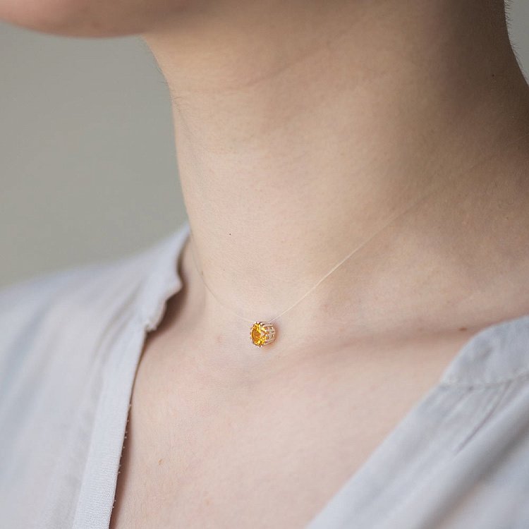 Камушек на леске (цитрин нано, 6 мм) 18527 от ювелирного магазина Оникс - 1