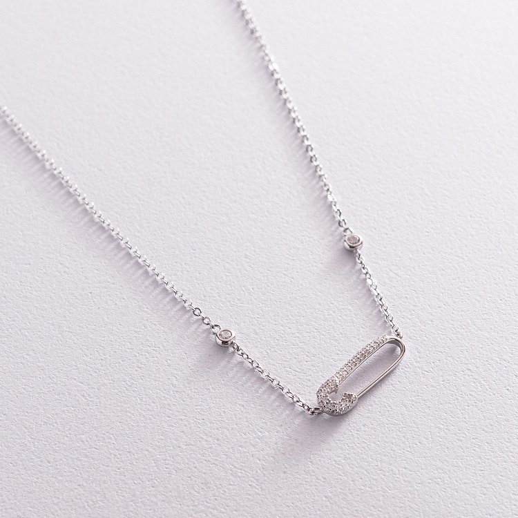 Срібне кольє "Шпилька" з фіанітами 181180 від ювелірного магазину Онікс - 3