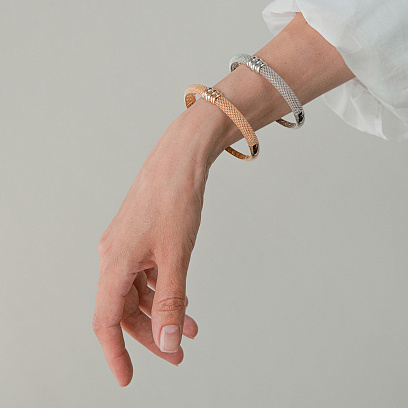 Жорсткий браслет "Marie" у білому золоті б05607 №6