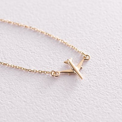 Браслет "Самолетик" в желтом золоте б04576 №5