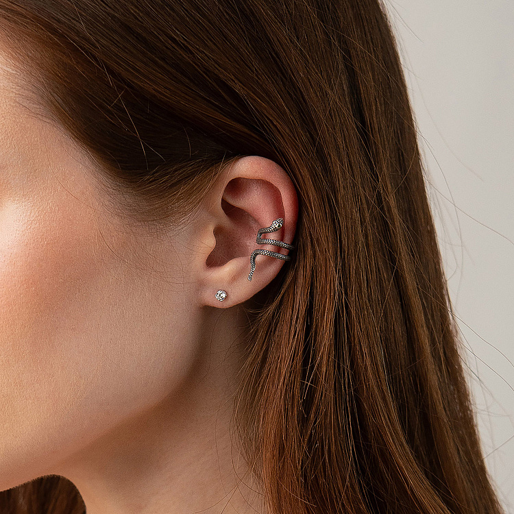 Моносережка з фіанітом (біле золото) с09143 від ювелірного магазину Онікс - 5