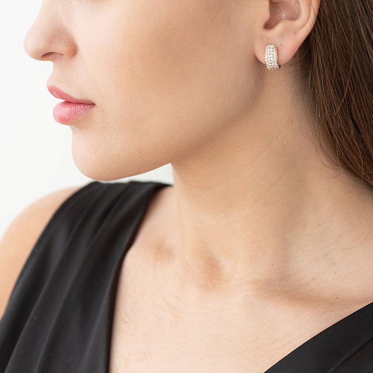 Золотые серьги - кольца с бриллиантами doubs533 - 2 Золотые серьги - кольца с бриллиантами doubs533 от ювелирного магазина Оникс - 2