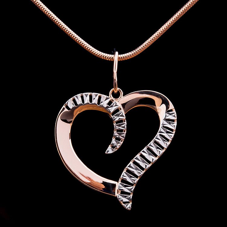 Золотая подвеска "Сердце" п01312 от ювелирного магазина Оникс - 1