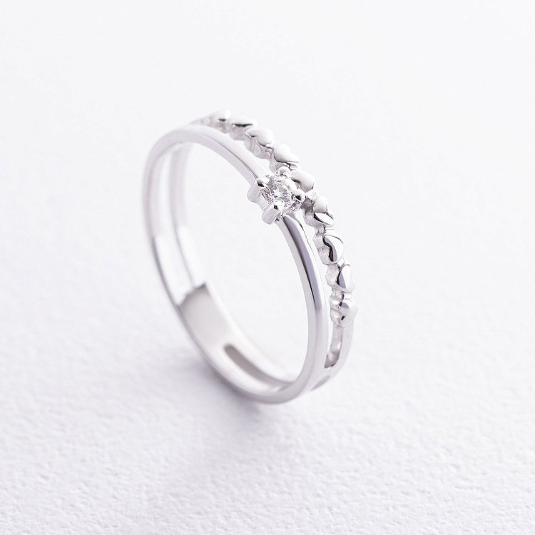 Золота заручальна каблучка з сердечками (фіаніт) к07511 від ювелірного магазину Онікс