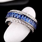Срібний перстень з синіми фіанітами (родій) 11750с от ювелирного магазина Оникс - 1