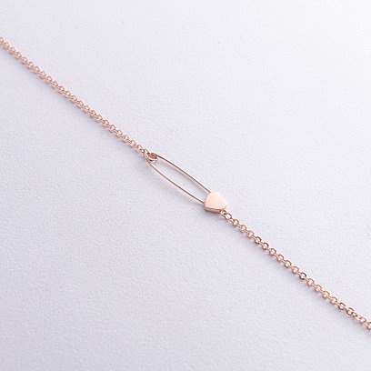 Браслет "Шпилька із сердечком" у червоному золоті б05447 №5