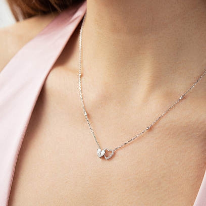 Золоте кольє "Сердечки" з діамантами колб0184va №7