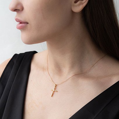 Золотой крестик с бриллиантом пб0228ri №2