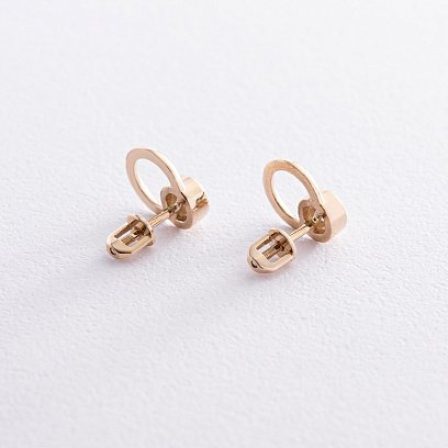 Серьги - пусеты "Эйприл" с фианитами (желтое золото) с08224 №4