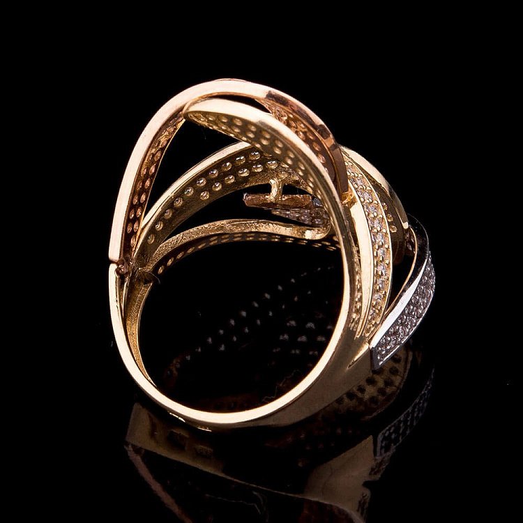 Кольцо с фианитами из золота к03908 - 3 Кольцо с фианитами из золота к03908 от ювелирного магазина Оникс - 3