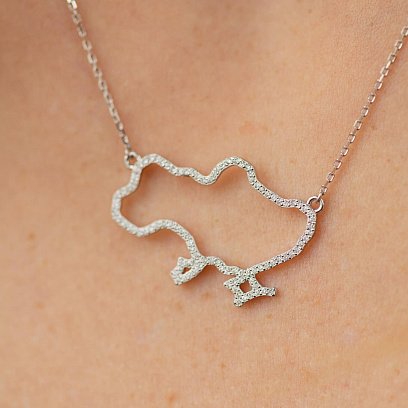 Золоте кольє "Карта України" з діамантами 729671121 №6