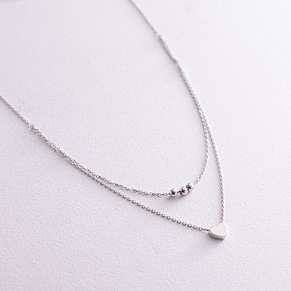 Подвійне золоте кольє "Кульки та сердечко" кол02313