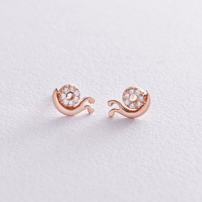 Золотые серьги - пусеты "Улитки" с бриллиантами 317262421