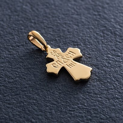 Срібний дитячий хрестик "Розп'яття. Спаси і Збережи" з позолотою 131803 №2