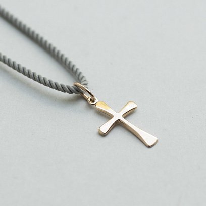 Золотой маленький крестик в стиле "Минимализм" п02970 №5