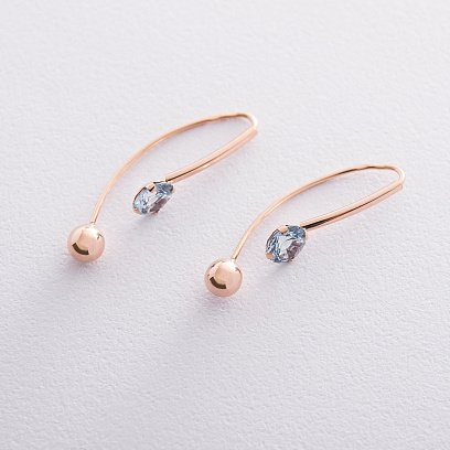 Золотые серьги "Вдохновение" с фианитами с06709