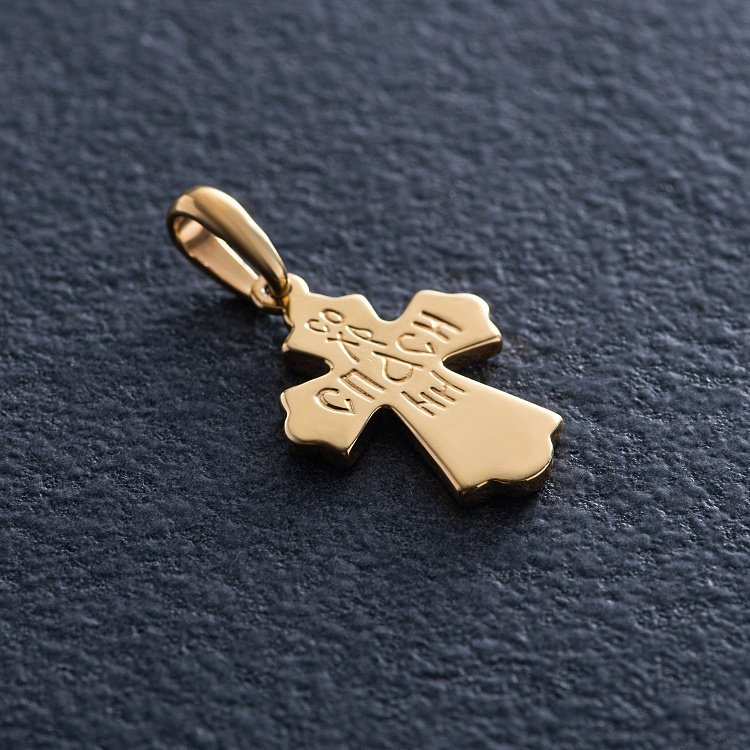 Срібний дитячий хрестик "Розп'яття. Спаси і Збережи" з позолотою 131803 від ювелірного магазину Онікс - 1