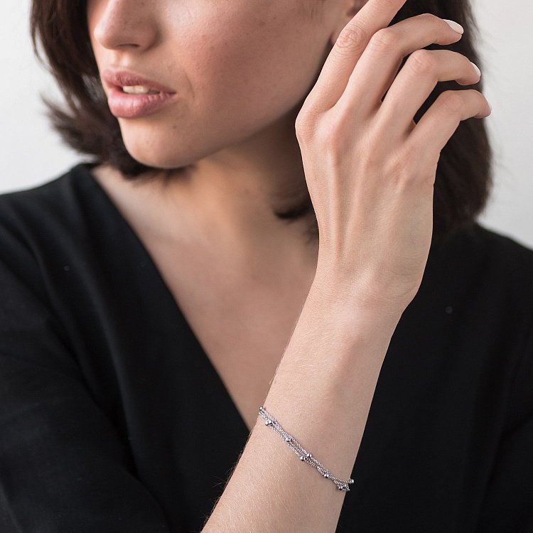 Срібний браслет з кульками (потрійний) 141389 від ювелірного магазину Онікс - 3