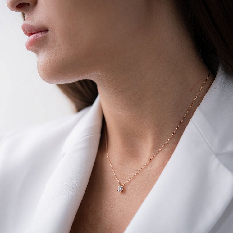 Золоте кольє з одним фіанітом кол01382 від ювелірного магазину Онікс - 5