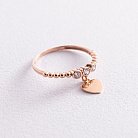 Золотое кольцо "Сердечко" с фианитами к06798 от ювелирного магазина Оникс - 3