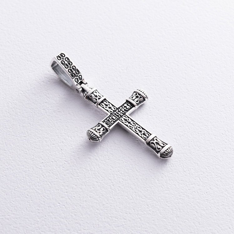 Серебряный крест "Распятие. Спаси и Сохрани" (на укр. языке) кду-20 от ювелирного магазина Оникс - 4