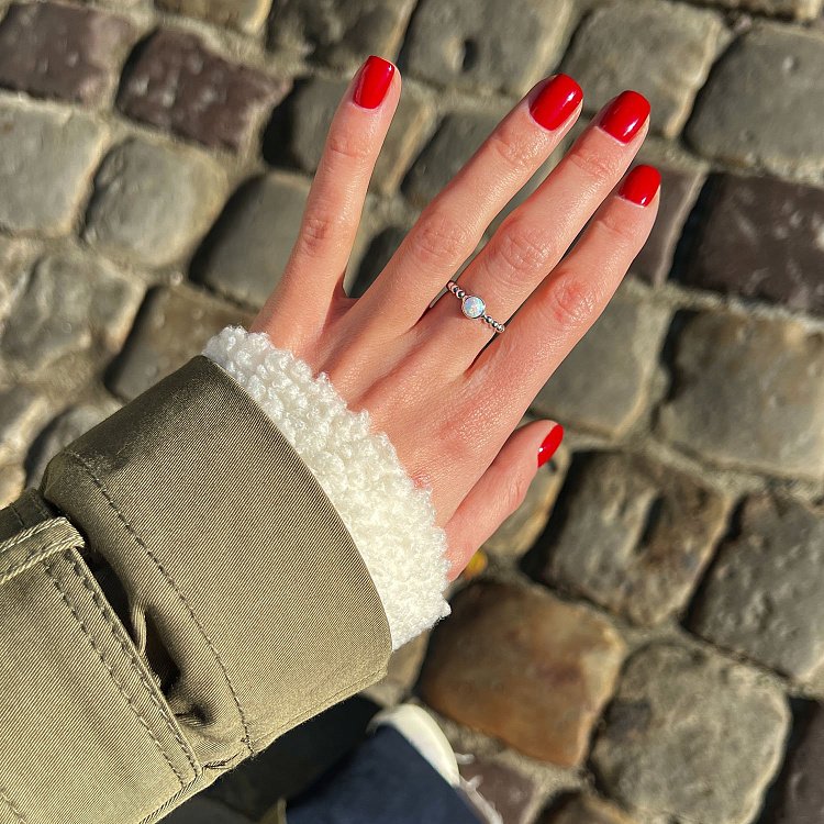 Шариковое кольцо с синт. опалом (белое золото) к07194 от ювелирного магазина Оникс - 5