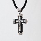Мужской православный крест на шнуре из эбенового дерева и серебра 181183 от ювелирного магазина Оникс - 1