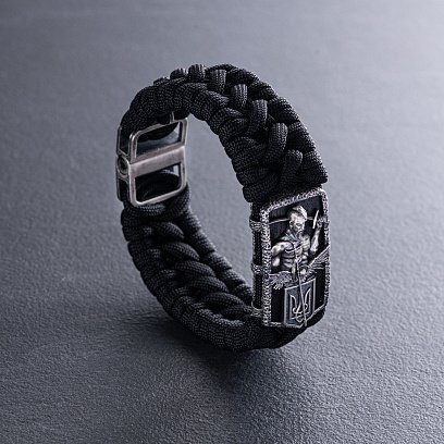 Серебряный браслет "Украинский козак" (эбеновое дерево) 1247 №4